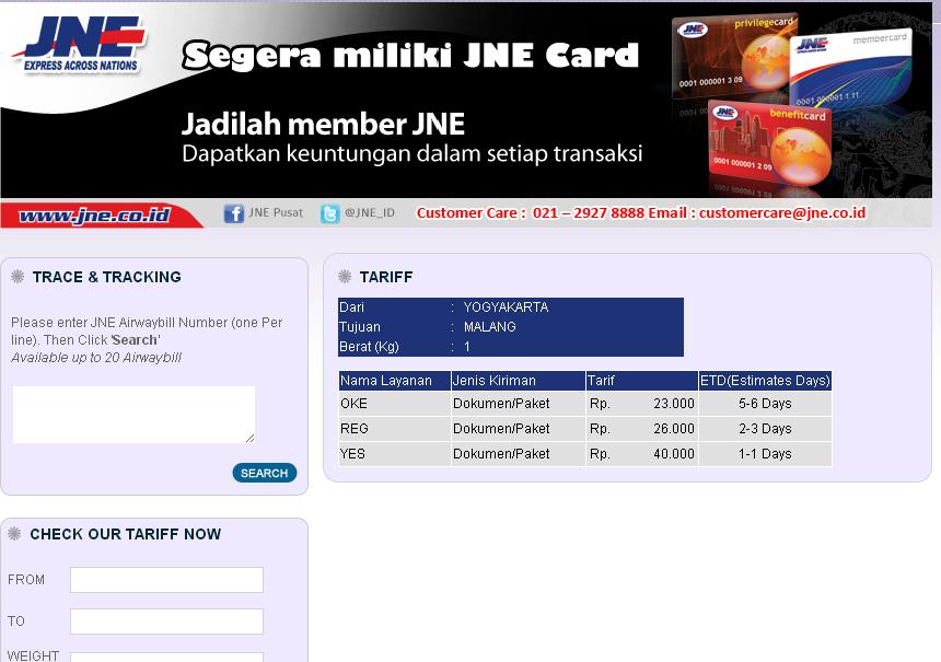 jne jogja ke malang