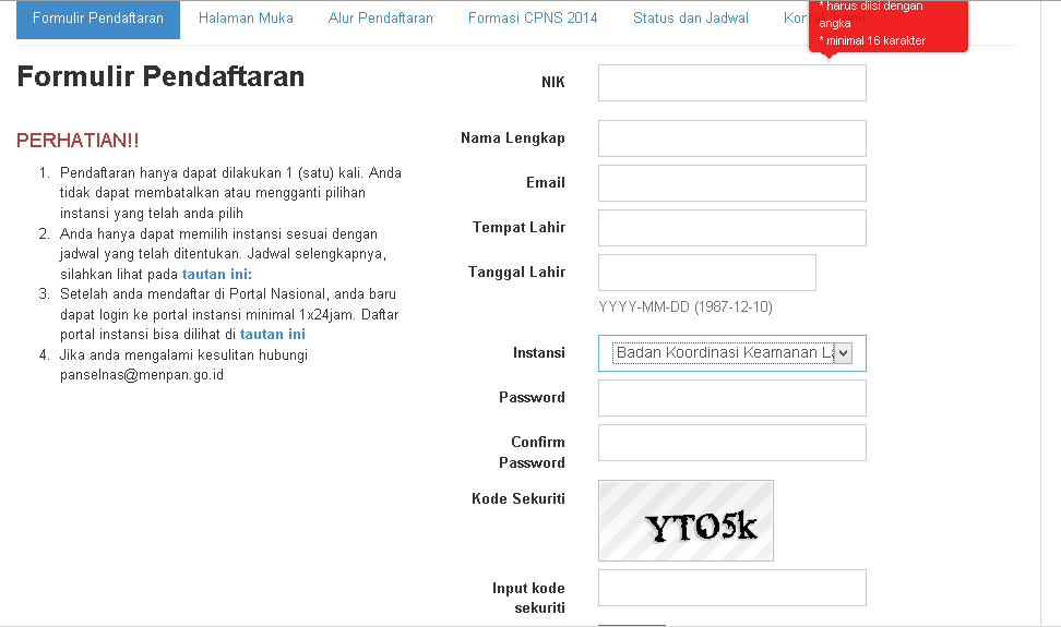 formulir pendaftaran cpns