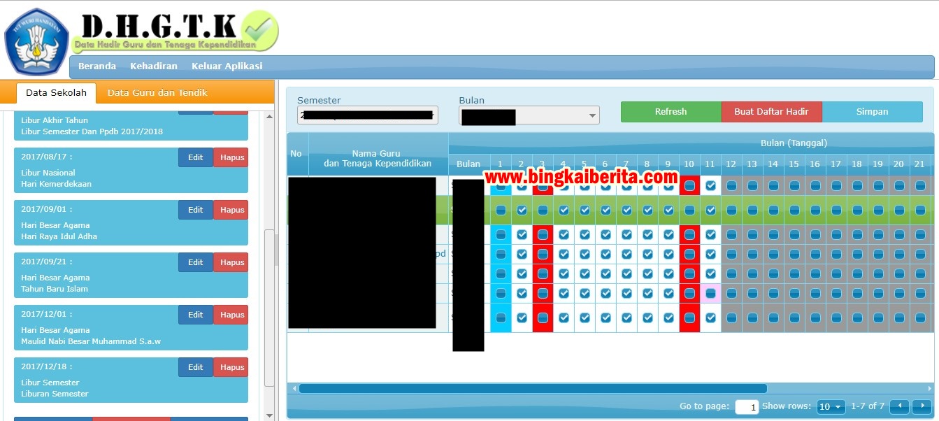 cara mengisi daftar hadir guru online