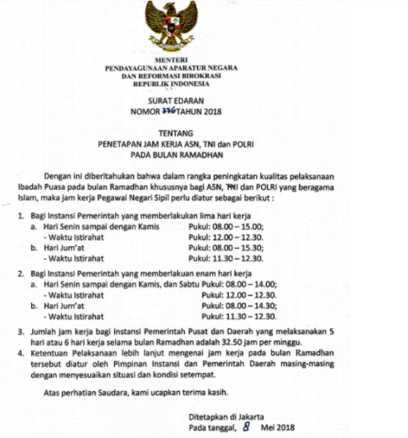 Jam Kerja PNS selama Bulan Ramadhan