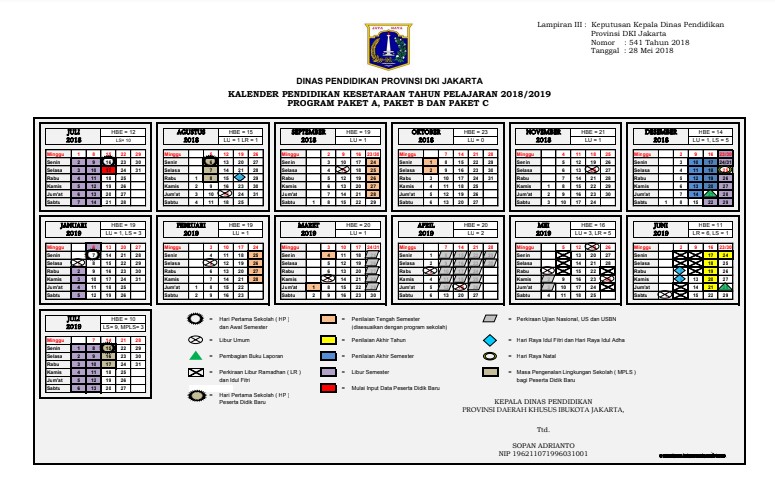 Kalender Pendidikan Sekolah Tahun  Ajaran Baru 2020 2021 