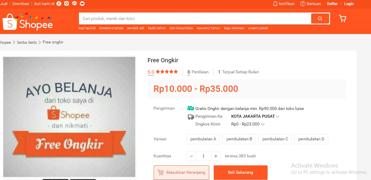 cara belanja di shopee