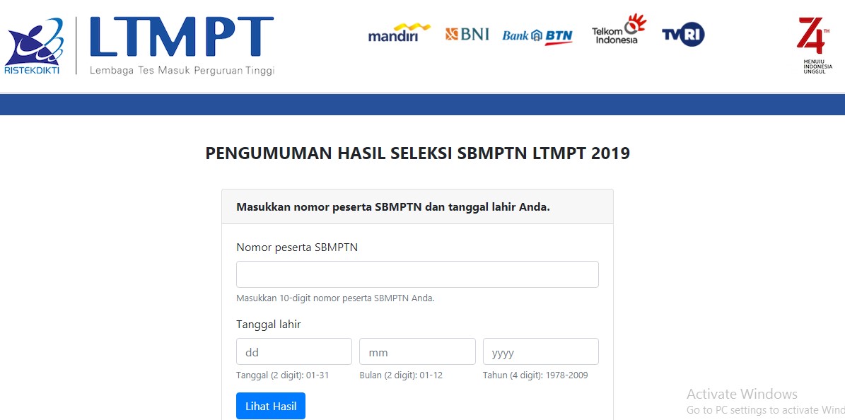 pengumuman hasil sbmptn