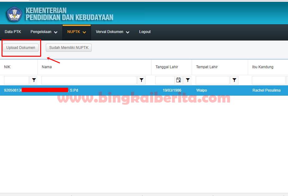 upload dokument NUPTK