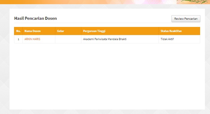 Hasil Pencarian Dosen Forlap Dikti