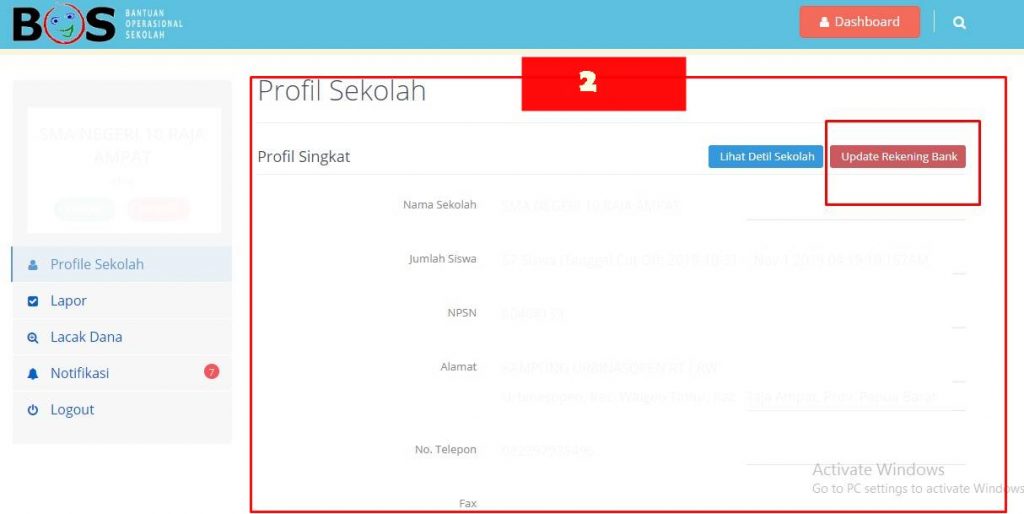 Cara Update rekening Bos