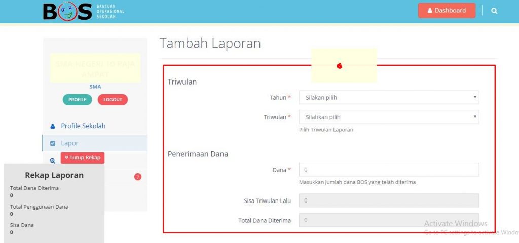 Lapor dana Bos tahap 1