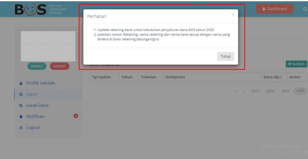 Update rekening Bos