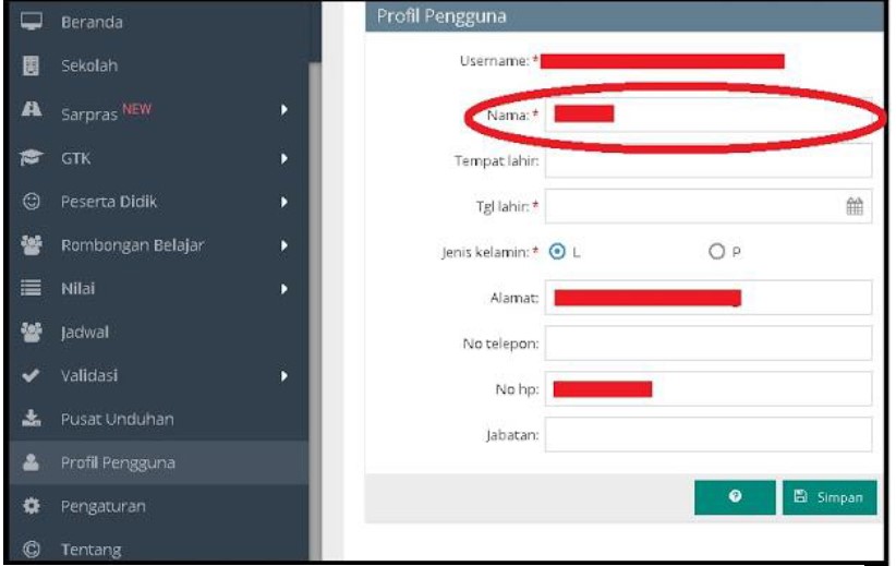 Ganti nama akun operator dapodik