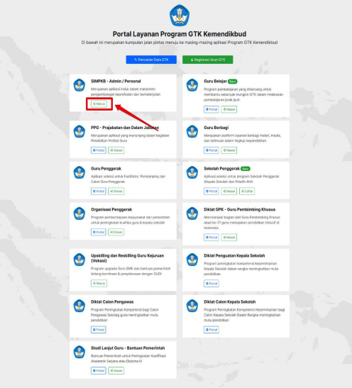 Portal Layanan Program GTK Kemdikbud