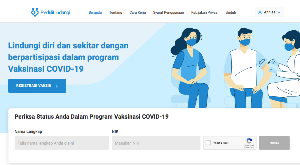 Aplikasi Peduli lindungi