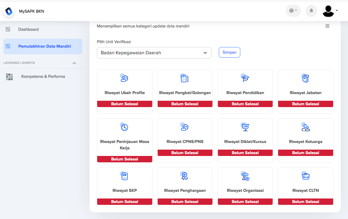 Pemutakhiran Data Mandiri PNS
