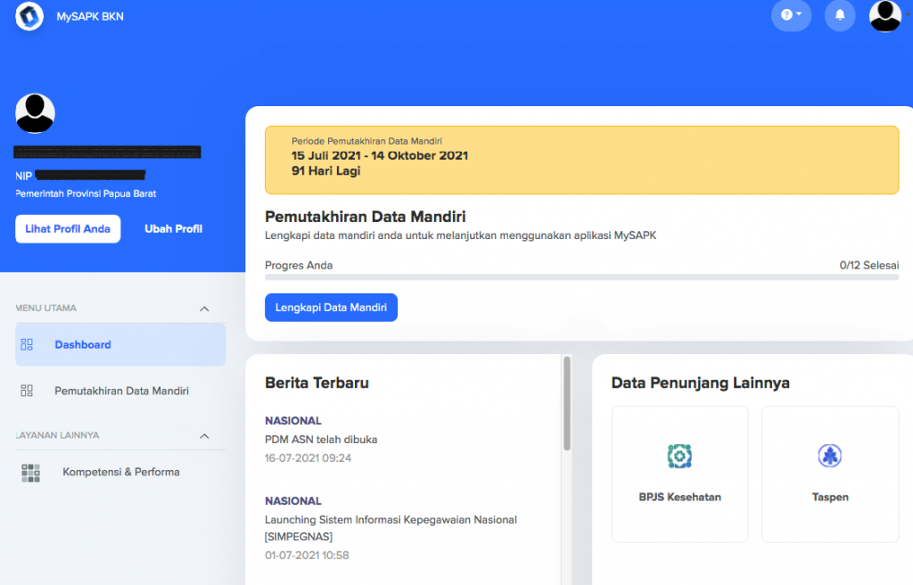 Pemutakhiran data MY SAPK BKN