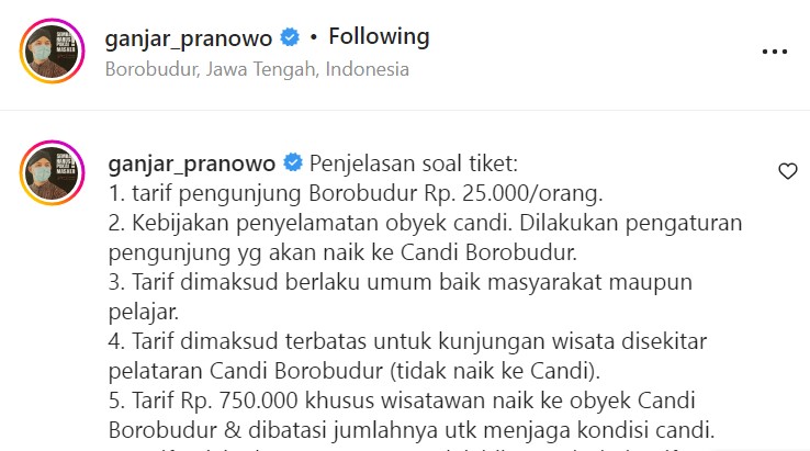 Penjelasan Tiket Borobudur